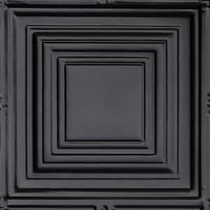 Take Home Sample - Cubism Satin Black 1 ft. x 1 ft. Decorative Tin Style Lay-in Ceiling Tile (1 sq. ft./case)