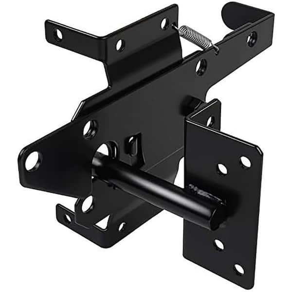 Heavy Duty Gate Latch Automatic Gravity Lever Spring Self Locking Hardware for Wood Vinyl Fence Black Steel