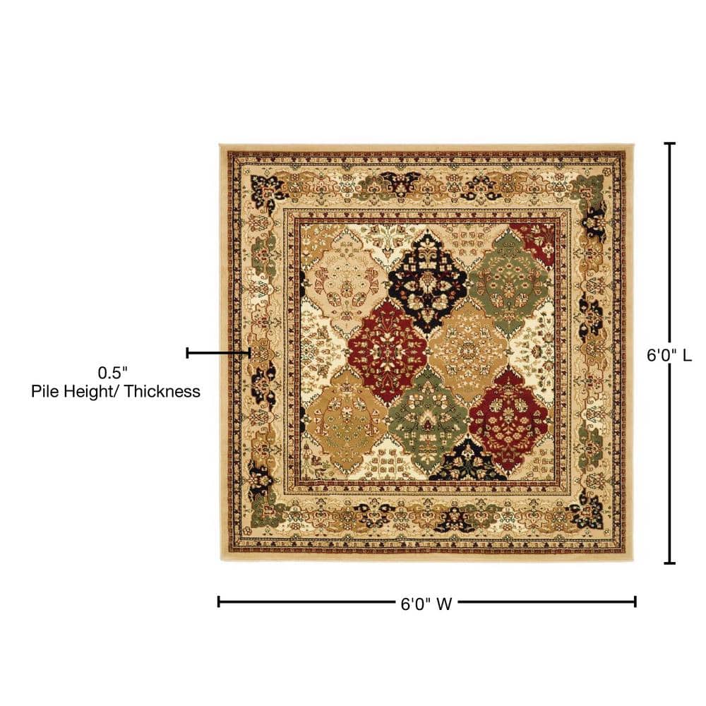 Lyndhurst 6' x 6' Square Multi/Black Synthetic Area Rug