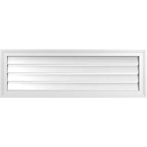 42" x 14" Vertical Surface Mount PVC Gable Vent: Functional with Brickmould Frame