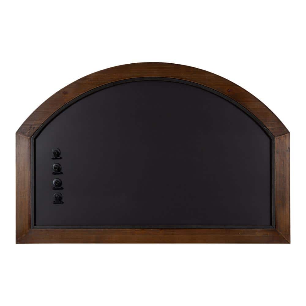 Walnut Brown Arched Magnetic Chalkboard with Clips, 36x24