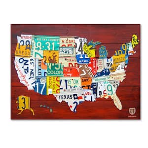 14 in. x 19 in. "License Plate Map USA" by Design Turnpike Printed Canvas Wall Art