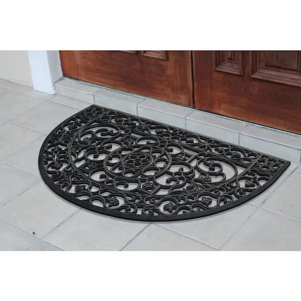 A1 Home Collections A1HC Indoor/Outdoor All Weather Large Size, Double &  Single Doors, Front Door 30 in. x 48 in. Black Rubber Grill Doormat  RI2005-HR-Black - The Home Depot