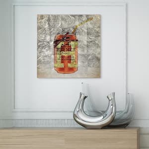 "Sip Designer" Reverse Printed Tempered Glass with Silver Leaf Drink Art Print 24 in. x 24 in.