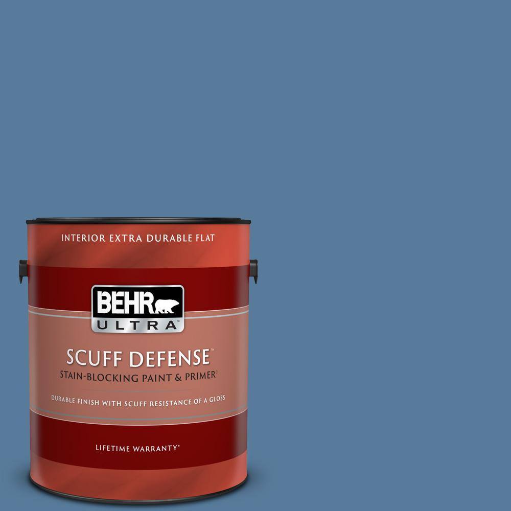 BEHR ULTRA 1 gal. #PPU14-02 Glass Sapphire Extra Durable Flat Interior Paint  & Primer 172301 - The Home Depot