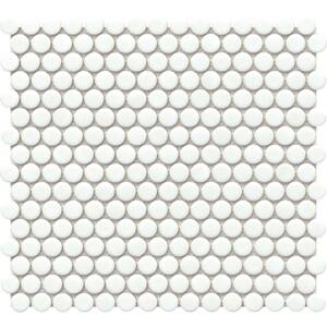Savvy White 11 in. x 12 in. Penny Glossy Porcelain Mosaic Floor and Wall Tile (0.974 sq. ft./Case, 1 pc)