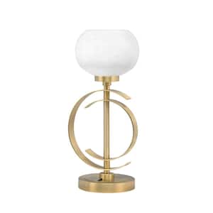 Delgado 16.5 in. New Age Brass Lamp Accent Lamp with White4 Muslin Glass Shade