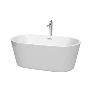 Carissa 5 ft. Acrylic Flatbottom Non-Whirlpool Bathtub in White with Polished Chrome Trim and Faucet