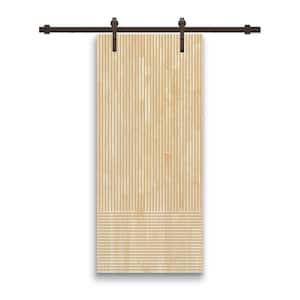 Japanese 36 in. x 96 in. Pre Assemble Natural Wood Unfinished Interior Sliding Barn Door with Hardware Kit