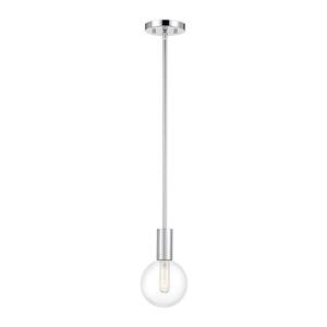 Wright 5.75 in. W x 9.75 in. H 1-Light Chrome Mini Pendant Light with Clear Glass Orb Shade