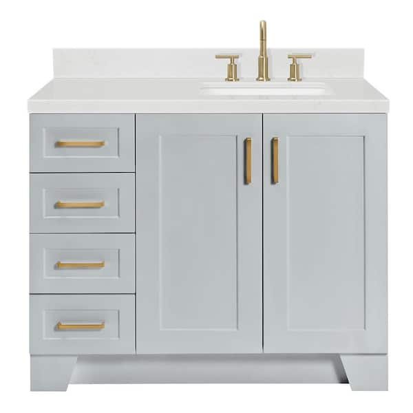 Taylor 42 in. W x 22 in. D x 36 in. H Single Sink Freestanding Bath Vanity in Gray with Carrara Quartz Top