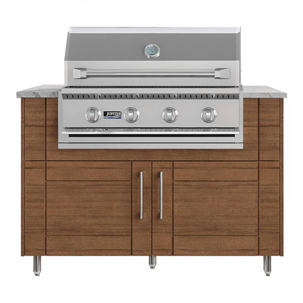 Daybreak 50.5 in. W 4-Burner Propane Grill Island in Stainless Steel Sanibel Teak price history on PriceWatchPro
