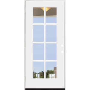 32 in. x 80 in. Legacy 8 Lite Full Lite Clear Glass Right Hand Outswing White Primed Fiberglass Prehung Front Door