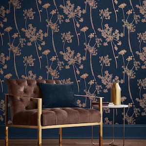Anthriscus Dusk Navy Removable Wallpaper Sample