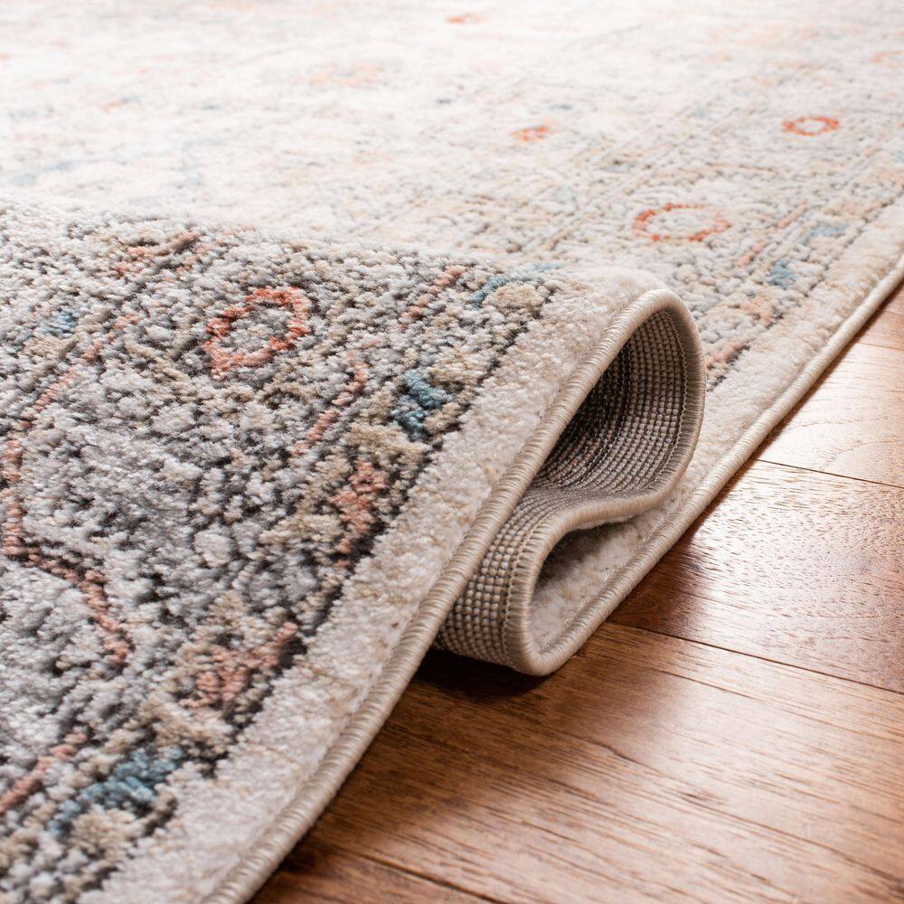 Ivory and Grey Hand-Knotted Synthetic 8' x 10' Area Rug