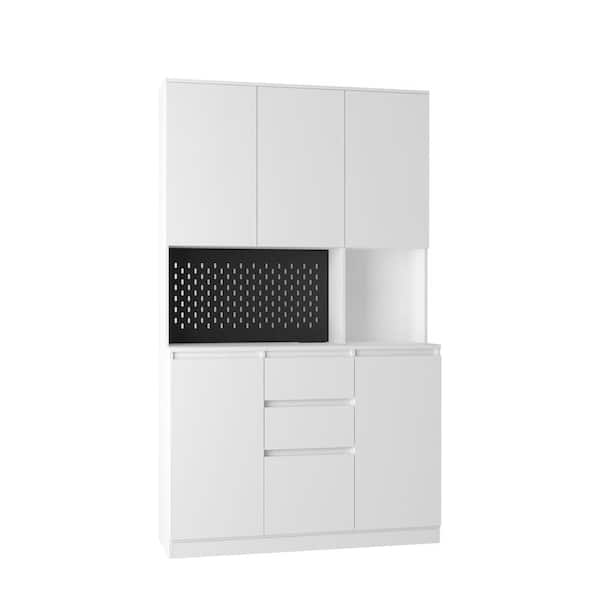 Aoibox 43-in. W x 15-in. D x 74-in. H Black MDF Ready to Assemble Floor Kitchen Pantry Cabinet with Doors Shelves & Drawers