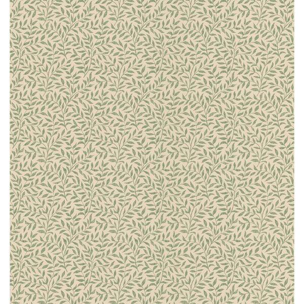 National Geographic Beige and Green Leaf Print Wallpaper Sample