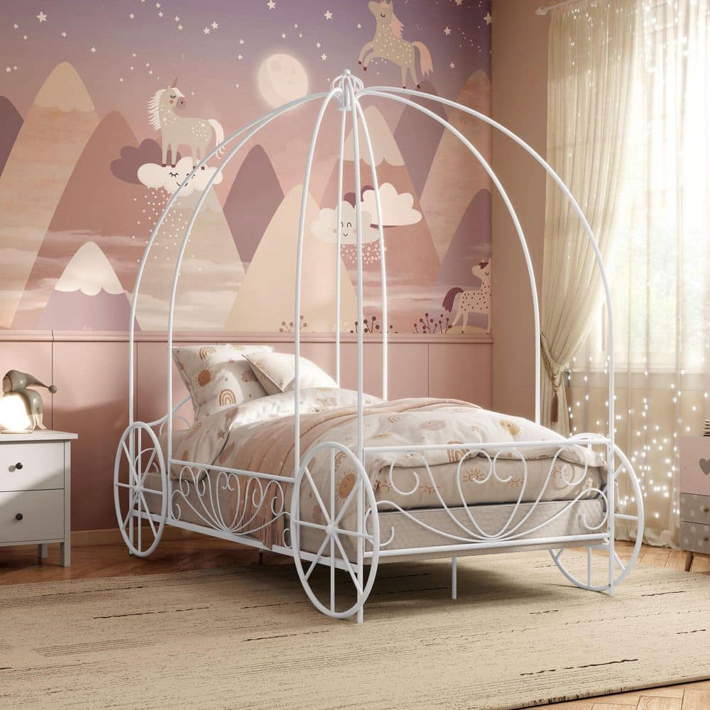 Torre White Twin Metal Princess Canopy Bed price history on PriceWatchPro