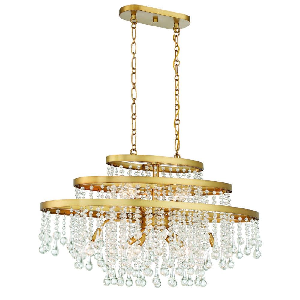 Savoy House Luna 36 in. W x 20 in. H 10-Light Warm Brass Oval Tiered  Chandelier with Cascading Crystals 1-1867-10-322 - The Home Depot