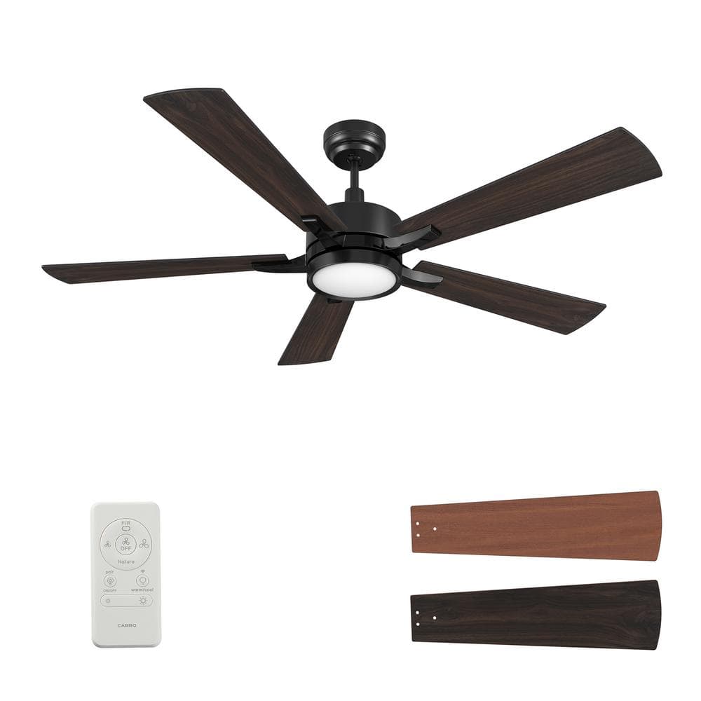 CARRO Apex 52 in. Integrated LED Indoor/Outdoor Black Smart Ceiling Fan ...