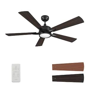 Apex 52 in. Integrated LED Indoor/Outdoor Black Smart Ceiling Fan with Light and Remote, Works w/Alexa/Google Home