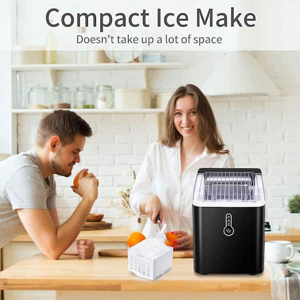 9.4 in. 44 lbs. Electric Chewable Nugget Cube Portable Ice Maker in Silver  with Hand Scoop and 10 Ice Bags