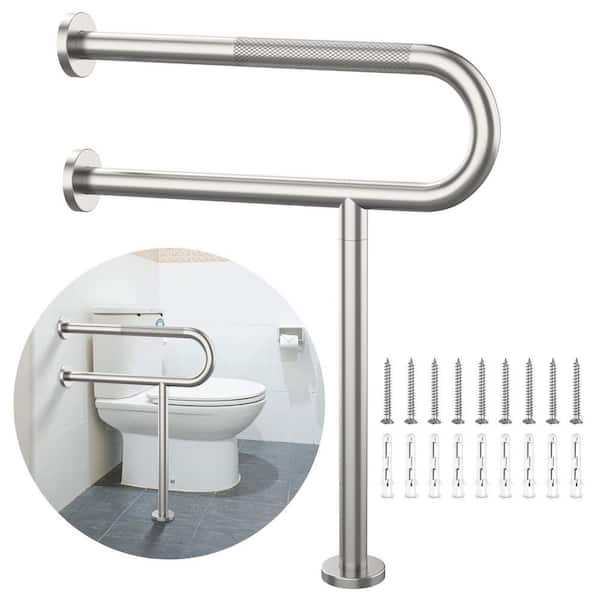 Stainless Steel Anti-Slip Toilet Support Rail-28 in. Grab Bar with Knurled Handrails for Elderly, Disabled and Pregnant