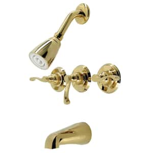Royal Triple Handle 1-Spray Tub and Shower Faucet 2 GPM in. Polished Brass (Valve Included)