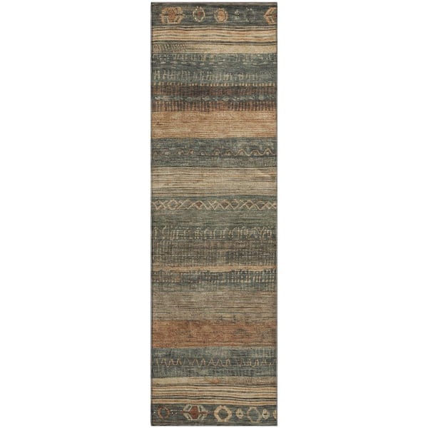 Mayfield Premium Machine Washable Abstract AMF1847 Fern 2 ft. 3 in. x 7 ft. 6 in. Runner Rug