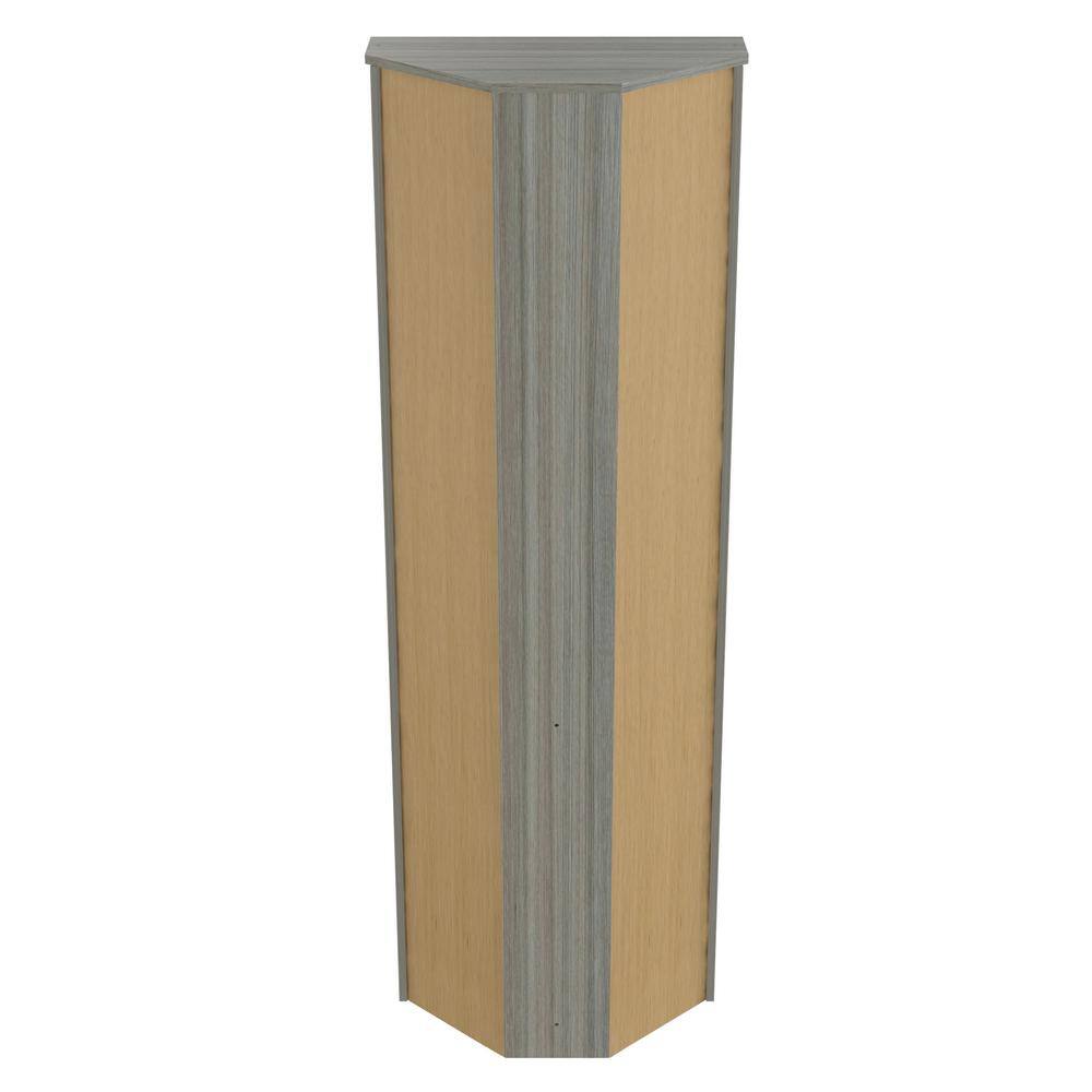 Smoke Oak 76'' Corner Bookshelf with Concealed Storage