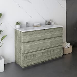 Formosa 60 in. W x 20 in. D x 35 in. H Bath Vanity in Sage Gray with White Vanity Top with White Sinks