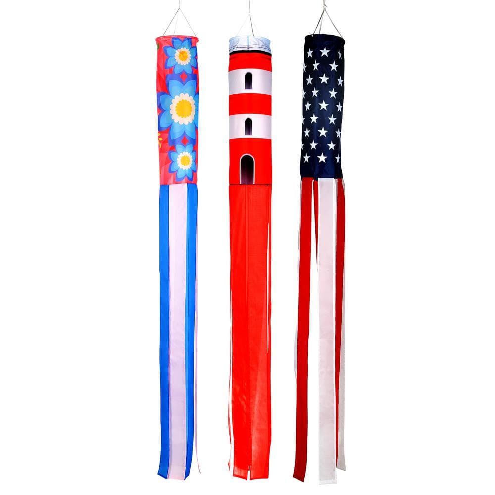 60-Inch Multicolor Seasonal Windsocks Set of 3