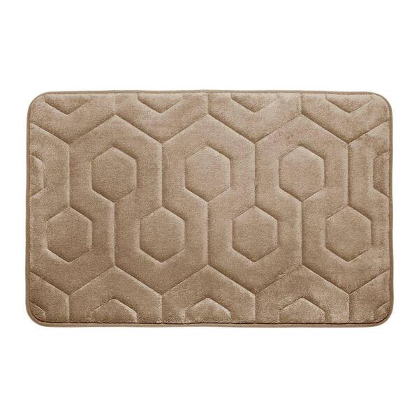 BounceComfort Hexagon Linen 17 in. x 24 in. Memory Foam Bath Mat