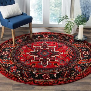 Vintage Hamadan Red/Multi 8 ft. x 8 ft. Floral Border Round Area Rug