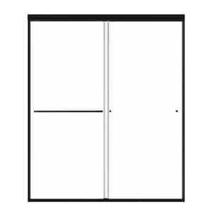 60 in. W x 72 in. H Sliding Framed Shower Door in Matte Black Finish with Clear Glass