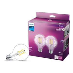 60-Watt Equivalent Ultra Definition G25 Clear Glass Dimmable E26 LED Light Bulb Daylight 5000K (2-Pack)