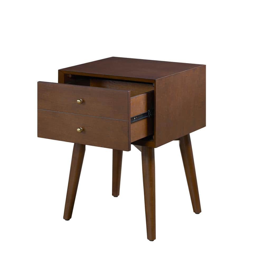 Mahogany Mid-Century Modern 2-Drawer Nightstand