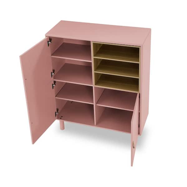 39.4 in. W x 15.75 in. D x 47.24 in. H Bathroom Pink Linen Cabinet