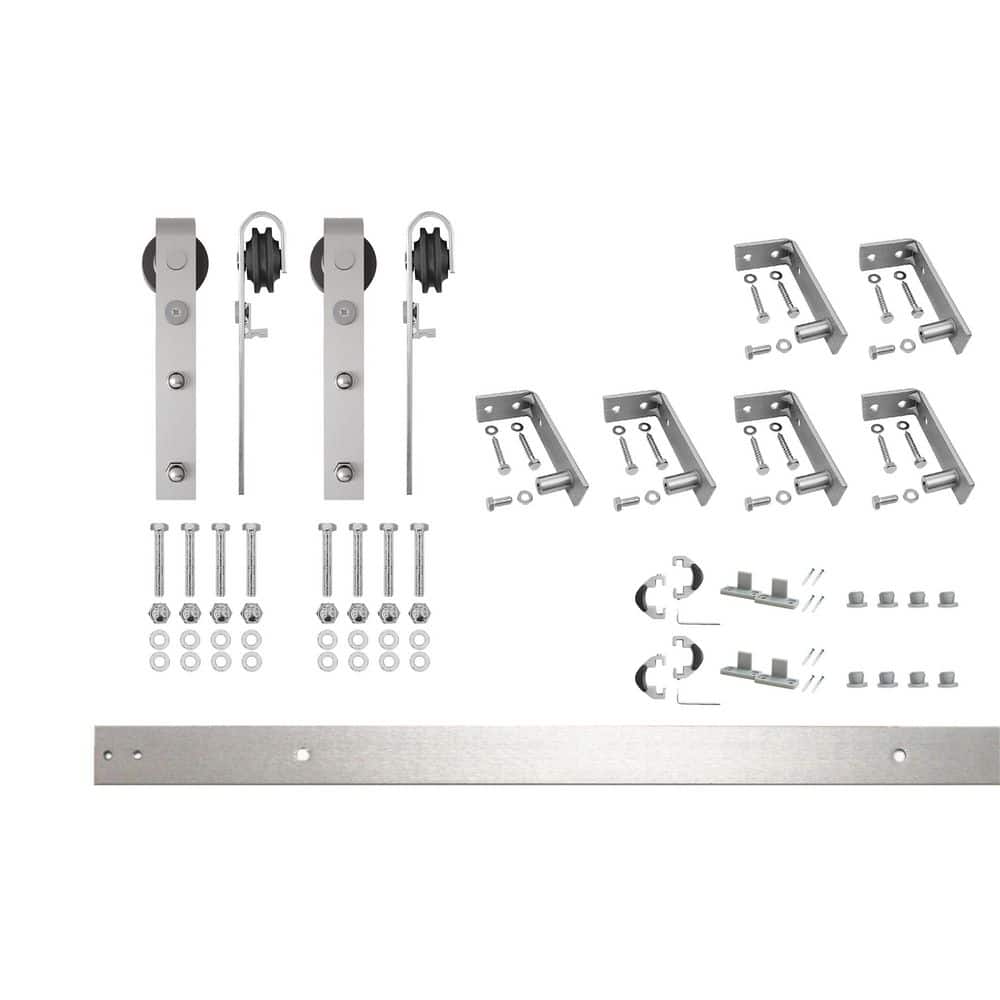 7.5 ft. /90 in. Brushed Nickel Ceiling Mount Non-Bypass Sliding Barn Door Track and Hardware Kit for Double Doors price history on PriceWatchPro