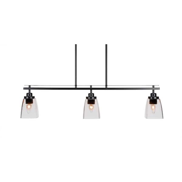 Unbranded Monroe 3-Light, Matte Black Billiard Light, Any room with 4.5 in. Clear Bubble Glass Shades no bulbs included
