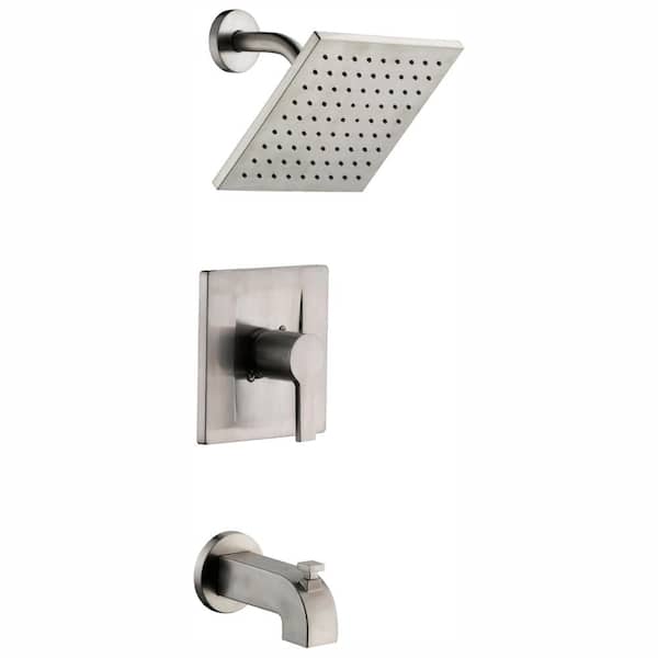 Glacier Bay Modern Single-Handle 1-Spray Tub and Shower Faucet 1.8 GPM in Brushed Nickel (Valve Included)