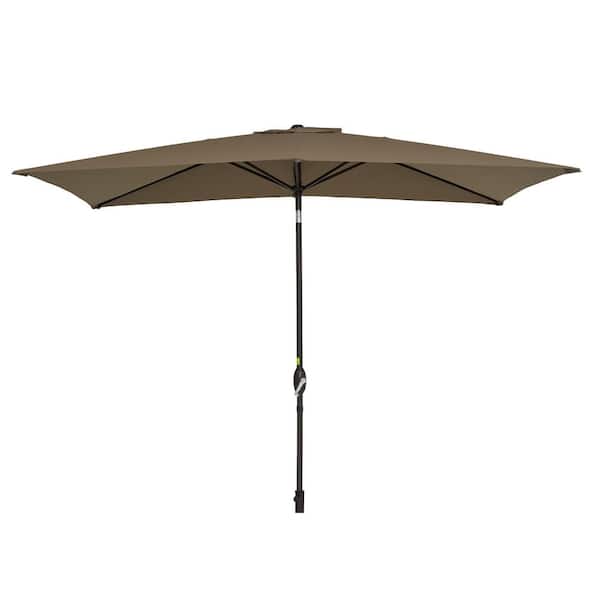 ANGELES HOME 6.5 ft. Steel Aluminum Market Tilt Patio Umbrella in Tan