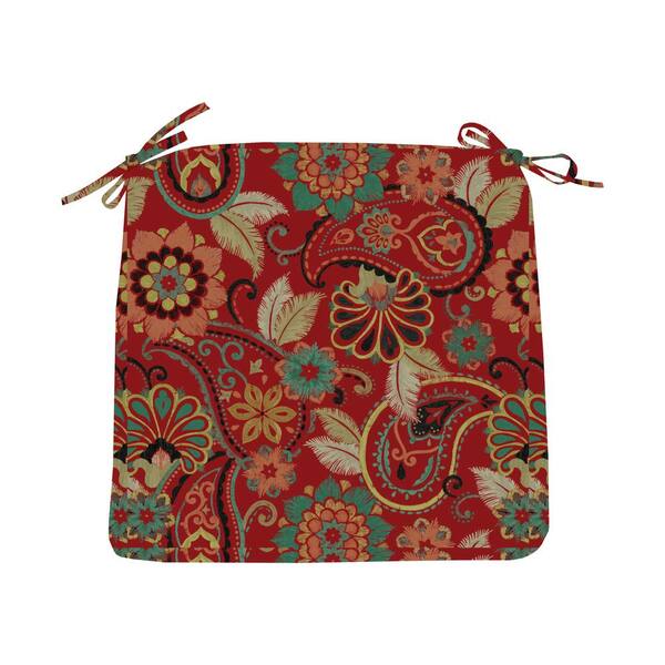 chili paisley square outdoor seat cushion