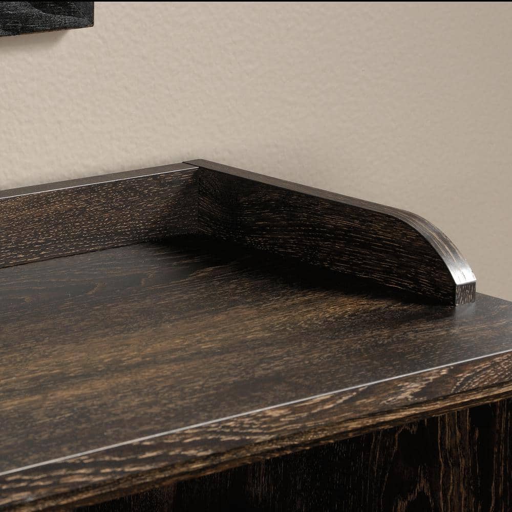 Iron Oak Finish Adjustable Bookcase with Cubbyhole Storage
