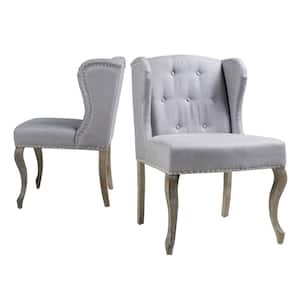 Niclas Light Grey Fabric Wingback Chair (Set of 2)