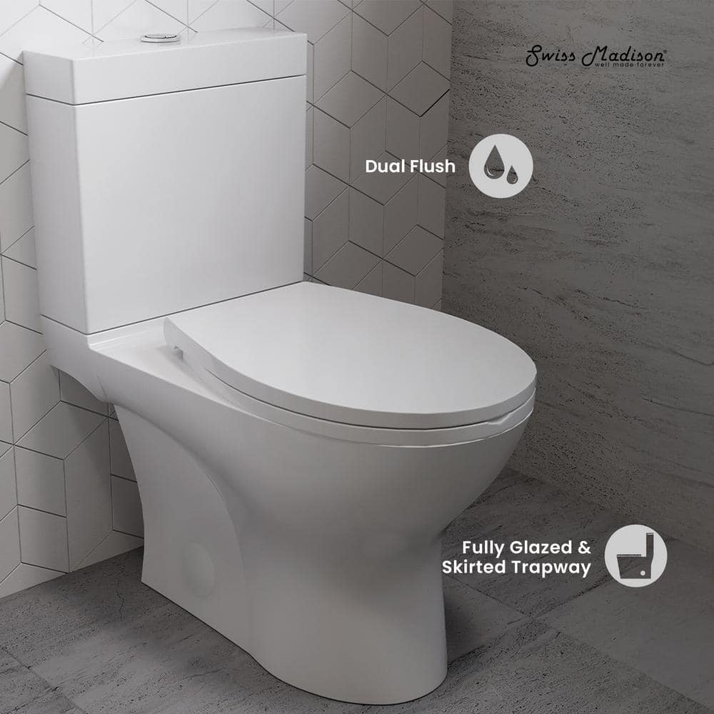 White Elongated Dual-Flush High Efficiency Two-Piece Toilet