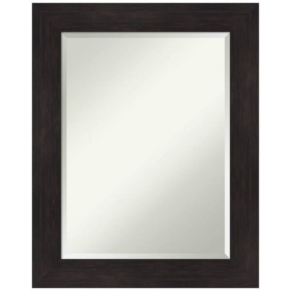 Amanti Art Medium Rectangle Espresso Brown/Tan Beveled Glass Modern Mirror (29.5 in. H x 23.5 in. W)