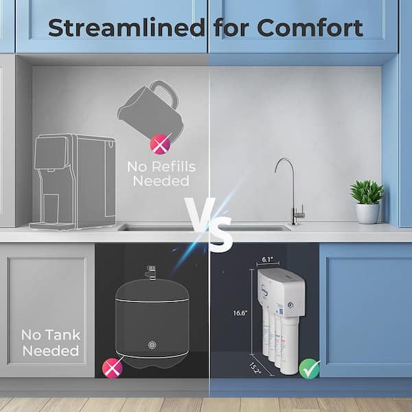 ISPRING Alkaline Reverse Osmosis Water Filter with UV, 500 GPD, 2