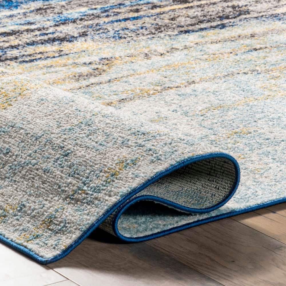 Elysian Blue Abstract Easy-Care Rectangular Rug, 2'x3'