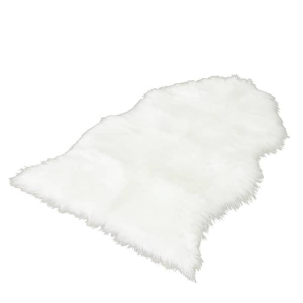Faux Sheepskin Shag Rug White 2 ft. X 3 ft. Super Soft Faux Fur Rug